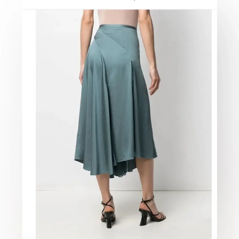 Vince Pleat-Detail Midi Skirt Drape Asymmetric Hem , size 0/XS - Picture 10 of 13